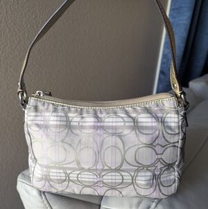 Coach Beige and Gold Shoulder Bag